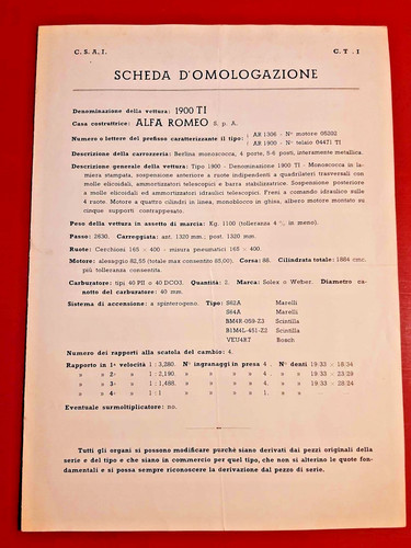 Alfa romeo 1900 - romeo, scheda