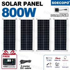 Kit Pannello FV 800W 4x200W - Controller 100A + Cavo DC 2M per Casa Balcone/RV4