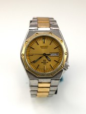 Orologio Seiko Uomo SQ Sports 100 Vintage Argento Oro Acciaio St WR Batteria Quarzo