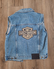 Gilet camionista denim donna Harley-Davidson nuovo con etichette toppa posteriore motociclista moto S