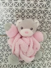 mini doudou peluche ours rose gris plume tendres et douces KALOO 12 cm