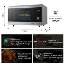 LG MJ3965ACS 1,35kW Forno a Microonde e Ventilato e con Grill - Argento, 39L