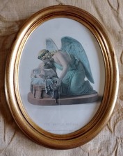 Quadro ovale "The Angels Whisper" James Smith, Angelo Custode quadretto Vintage 