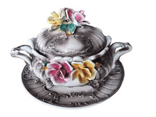 ZUPPIERA CENTROTAVOLA IN CERAMICA CAPODIMONTE CERTIFICATA EPOCA 900'