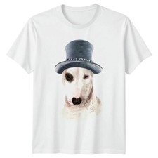T-shirt uomo Bull Terrier cane con cappello a cilindro