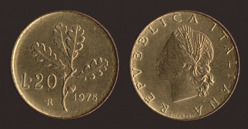 Lire 1975 ramo quercia - 20,