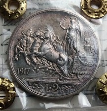 MONETA REGNO V. E. III 2 LIRE 1917,NC,QUAD. BRIOSA,AG 10 GRAMMI,PERIZIA QFDC FDC