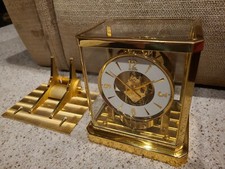 RARO Orologio Jaeger LeCoultre Atmos 528 Funzionante Ottone Con Mantello Mensola