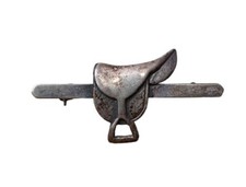 *HH* Antica Spilla Argento Sella Cavallo Ippodromo Galoppino Pin Saddle Horse