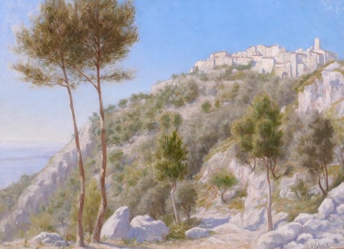 Quadro antico paesaggio eze - quadro,