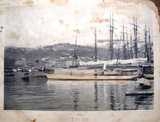 Stampa da fotografia in bianco e nero: Hafen, Porto di Fiume primi del '900