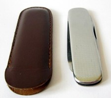 COLTELLO TASCABILE COMBINATO VINTAGE ACCIAIO INOX SOLINGEN GERMANIA CON CUSTODIA # 113