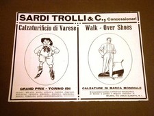 Pubblicità d'Epoca del 1912 Sardi Trolli & C. Calzaturificio di Varese