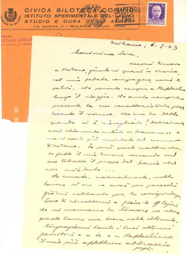 1943 milano lettera - 1943, agronomo