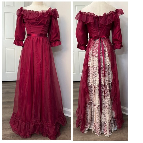 Abito vintage rosso scuro - vintage,
