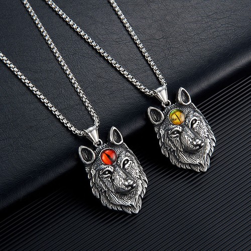 Collana uomo punk lupo totem