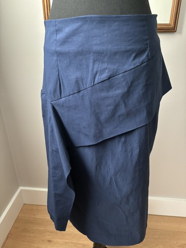 Gonna midi blu lino/viscosa