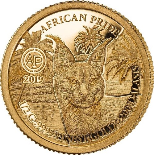 Moneta oro 2019 gambia caracal - oro,