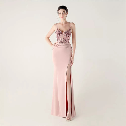 Vestito rosa cipria con - rosa,
