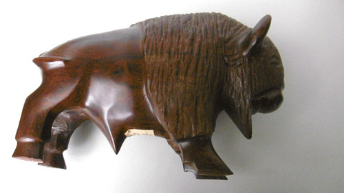 Sculpture bison bois dur - bison, en