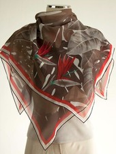 Foulard "Lehner" Strelitzia Monstera 100% Shiffon Seta Floral Design Switzerland