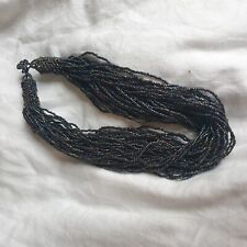 Collana girocollo vintage con perline nera aurora boreale retrò