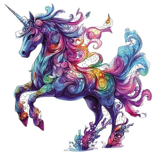 Puzzle unicorno legno 3d - legno,