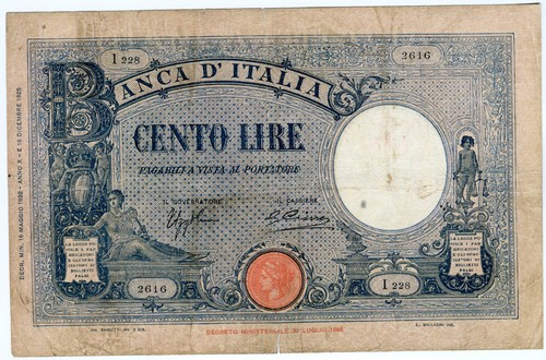 Banconota 100 lire azzurrino - banconota,