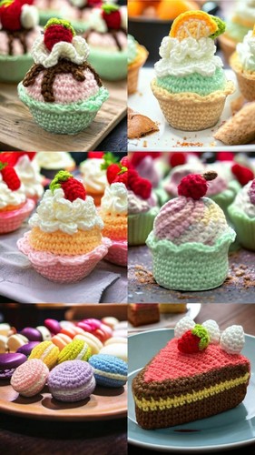Dolci cupcake uncinetto fatti - uncinetto,