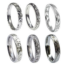 Fedi Nuziali Comfort Profilo Court Incise A Mano Da Uomo In Platino 950 P-Z2 HM