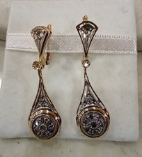 ORECCHINI  oro giallo/ argento con  diamanti stile antico 