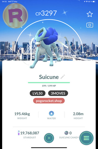 Shiny suicune lvl50 3moves - shiny,