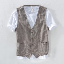 Gilet uomo cotone lino righe
