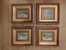 4 Quadri Decorativi Cornice Oro Bronzo quadretti olio su tela