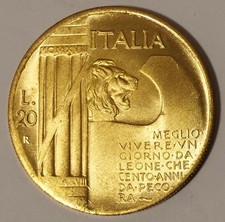COPIA DORATA MONETA 20 LIRE
