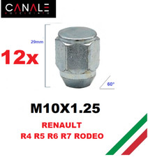 kit 12 M10X1,25 DADI RUOTA CERCHI FERRO LEGA RENAULT R4 R5 R6 R7 RODEO 4 5 6 7