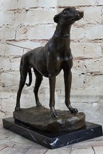 Vintage Bronzo Metallo Levriero Whippet Cane Statua Scultura Statuina Grande