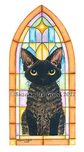 Devon rex cat art print - rex,