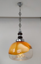 Lampadario vetro Murano massiccio anima ocra vintage'70 d37cm Mazzega -74F