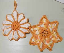 Coppia di presine all'uncinetto fiore stella cucina fatte a mano pregiate shabby