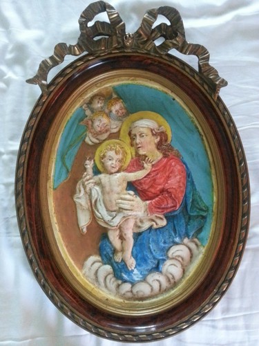 Madonna bassorilievo dipinto - bassorilievo,