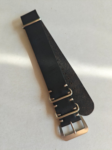 20mm black leather nato - , strap