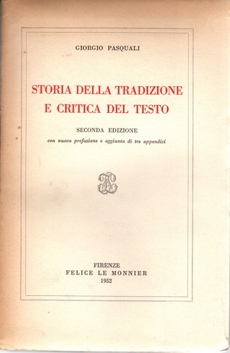 Giorgio pasquali storia della - pasquali,