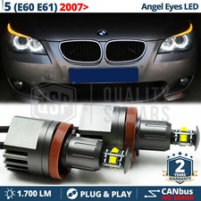 ANGEL EYES LED H8 PER BMW Serie 5 E60 E61 DA 2007 Con Fari Xenon CANbus 40W