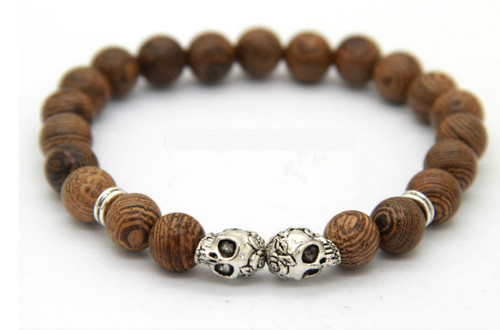 Bracciale sfere pietre legno - bracciale,
