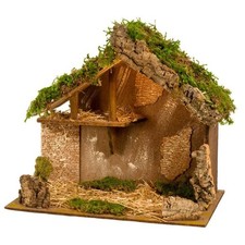 Capanna Presepe in Legno e Sughero con Muschio Stalla Artigianale per Natività