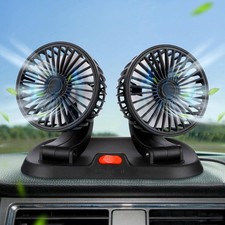 DOPPIO VENTILATORE PER AUTO 12V PORTATILE DA VIAGGIO REGOLABILE ARIA FRESCA