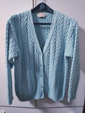 Giacchina a Maglia Donna Cotone Lavorazione a Mano, Aperta Davanti Scollo A V