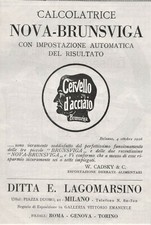 PUBBLICITA' 1927 CALCOLATRICE NOVA BRUNSVIGA CERVELLO LAGOMARSINO CADSKY BOLZANO