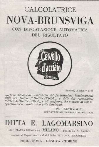 Pubblicita 1927 calcolatrice - pubblicita',